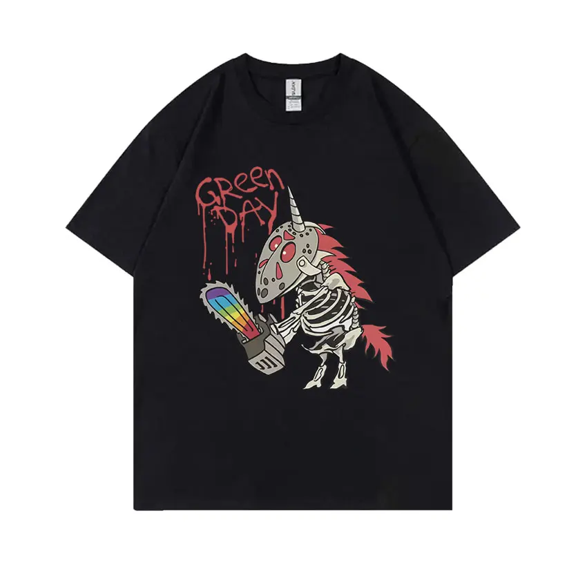 

Punk Band Green Day Father of All Cartoon Style Graphic T Shirts Men Women Rock Oversized T Shirt Men's Cotton Vintage T-shirts