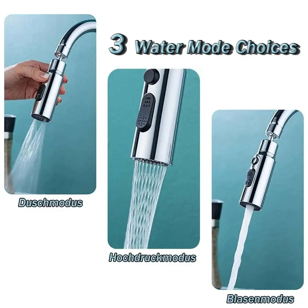 3 Modes Faucet Aerator Splash-proof 360 Degree Rotation Faucet Sprayer Adapter Universal Multi-function Faucet Extender Kitchen
