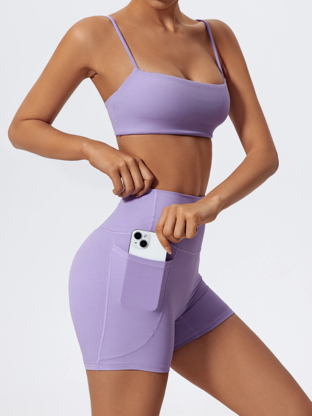 Hearuisavy Sommer Hochelastischer Sport-BH Fitness-Träger-BH Damen Atmungsaktive Yoga-Kleidung Schnelltrocknendes Gym-Top – Detail 15
