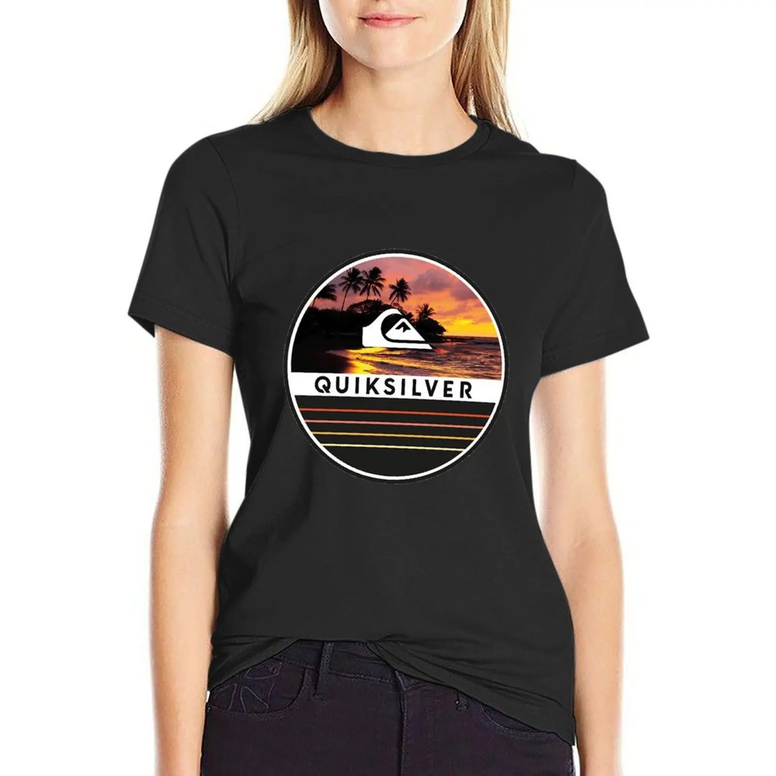 

Sunset Beach Holiday Surf Merch T-Shirt funny graphics anime Women's t-shirt