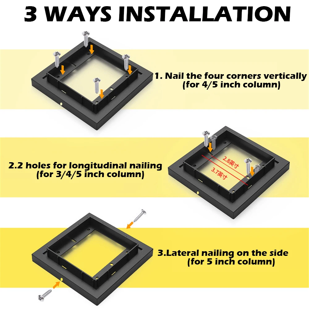 Solar Modern Post Light 3 Color Outdoor LED Fence Deck Column Cap Lamp IP65 Waterproof Patio Posts Flat Surface Solar Lantern