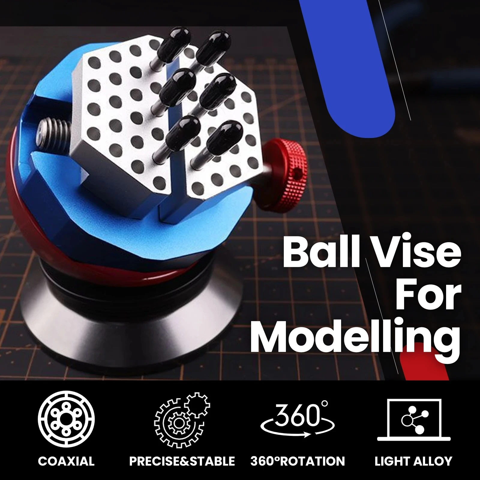 USTAR UA-90636 360° Rotatable CNC Ball Vise Universal Model Vice Clamp For Scale Model Making Hobby Craft DIY Tools Accessories