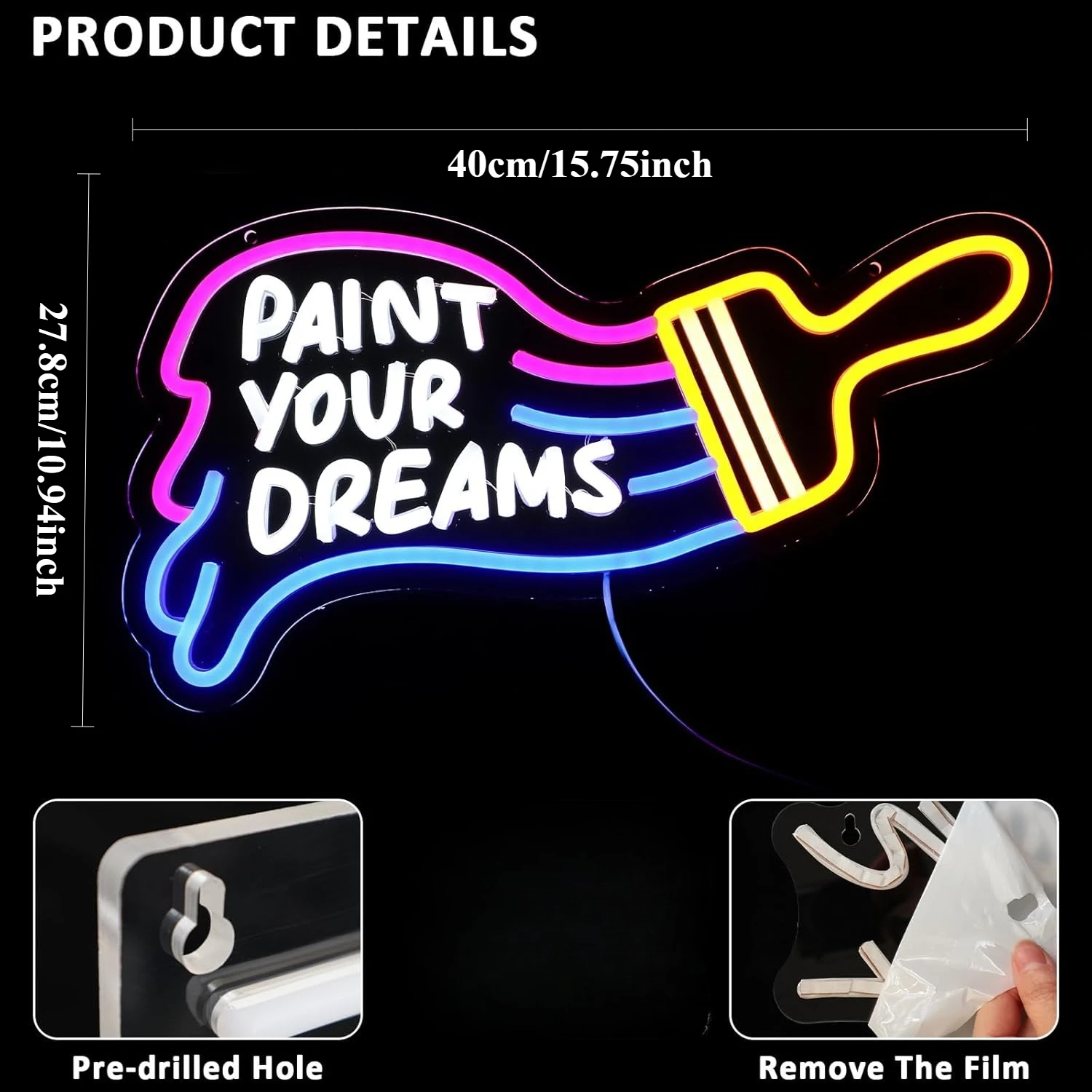 Pinte tus sueños, letrero de neón, decoración de estudio artístico, luz de neón regulable para dormitorio, hogar, oficina, Bar, fiesta, decoración de pared, iluminación ambiental