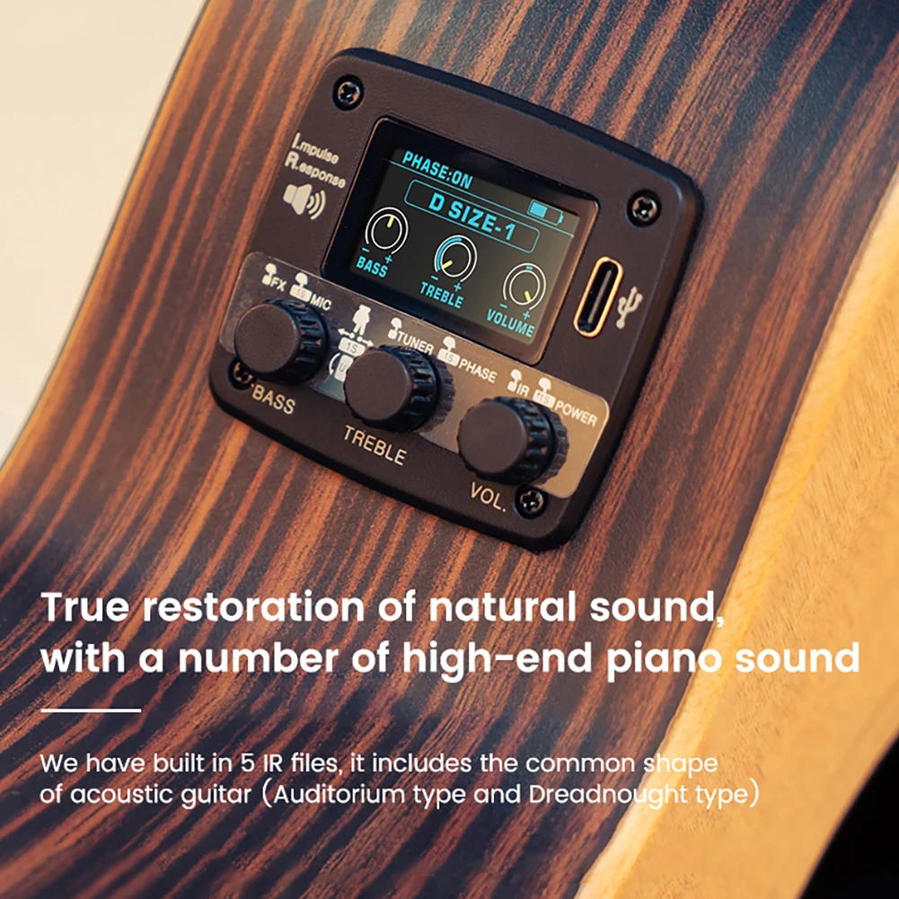 

Guitar Pickup Acoustic Folk Guitar Sound Pickup with Reverberation Delay Effects Guitar Transducer Amplifier Guitar Tuner System