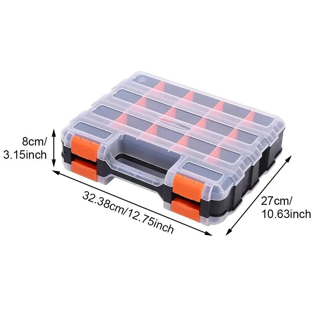 Small Parts Organizer 34-Compartments Double Side Parts Organizer with Removable Dividers for Hardware Screws Bolts Nails