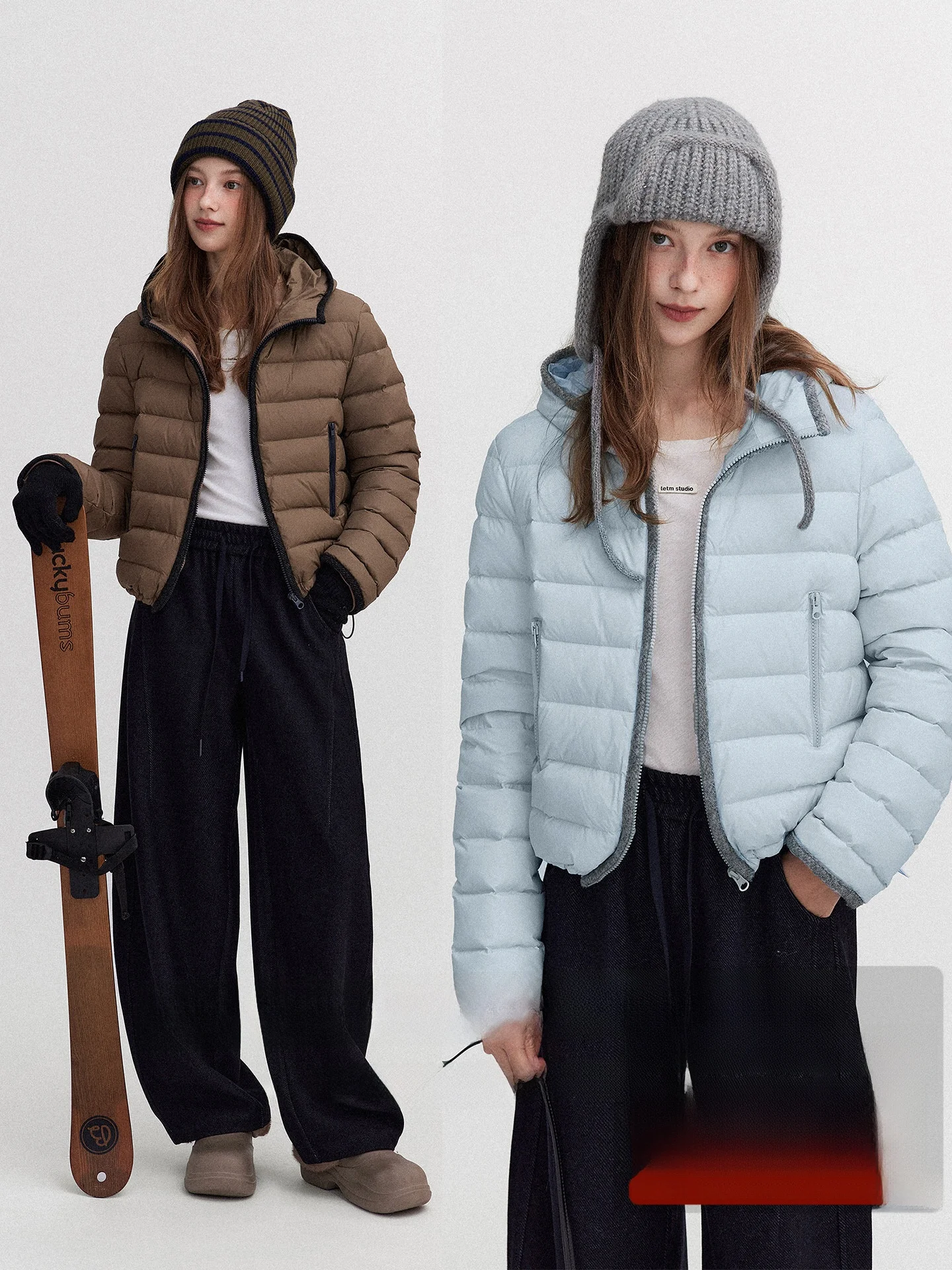 

Женская модная утепленная куртка Le Island 90 White Du с капюшоном, вязаным ребристым узором и нейлоновой внешней отделкой для повседневной носки