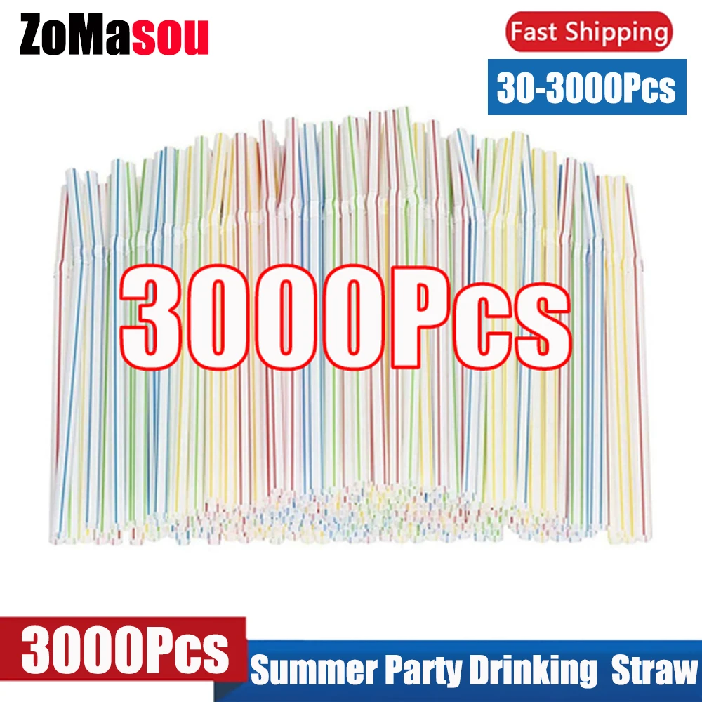 30-3000PCS Colorful & Black Drinking Straws Milk Tea Straws Bar Party Wedding Kitchen Cocktail Cola Beverage Straw Wholesale