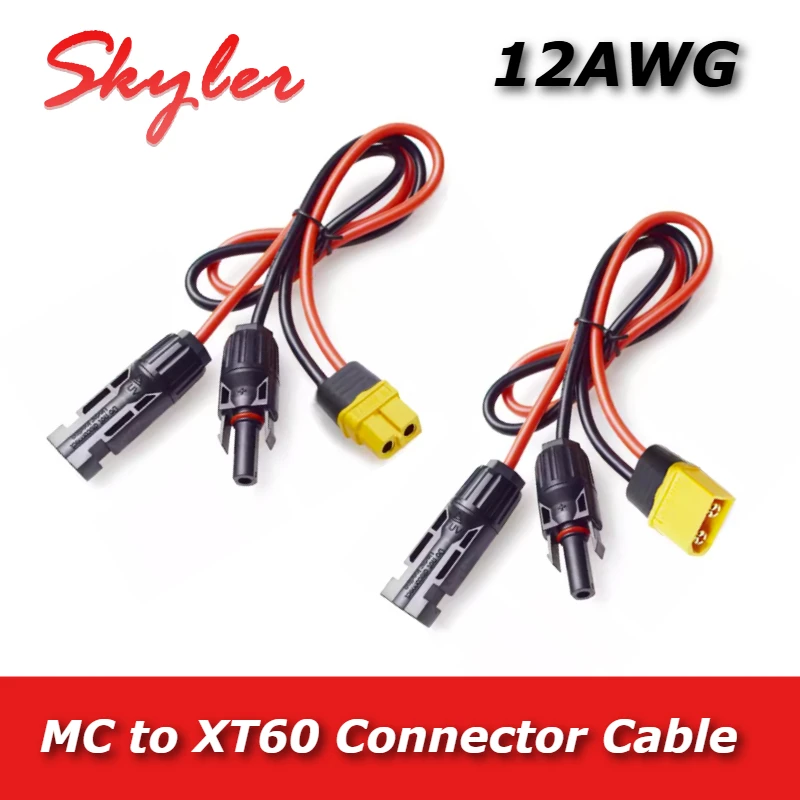12AWG MC Solar to XT60 Male/Female Charge Extension Wire for MC to XT60 Adapter Cable XT60 M/F Input Port Portable Power Station