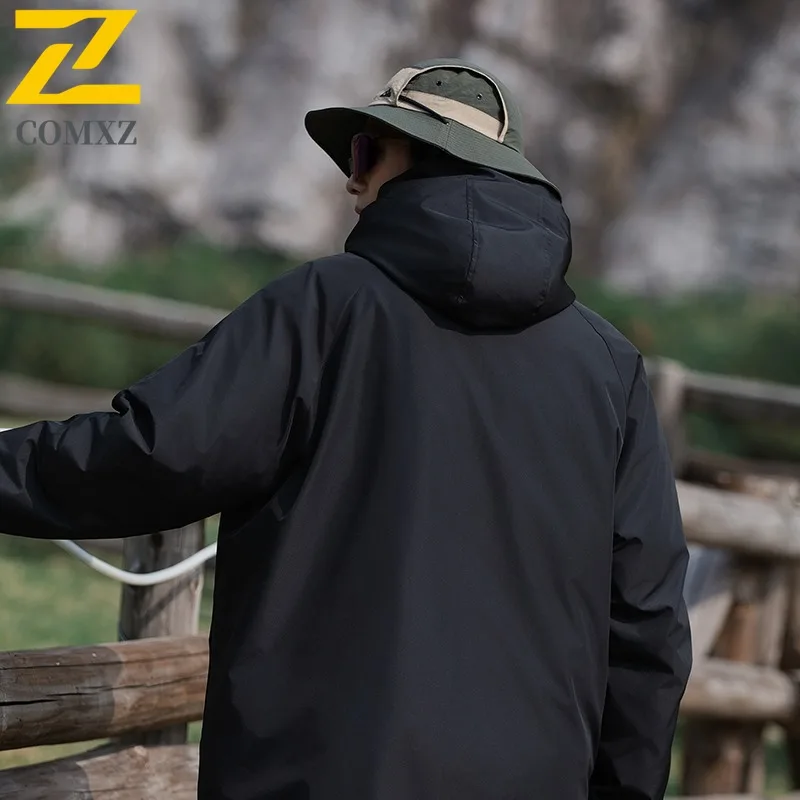 COMXZ Mens Puffer Jacket Premium Duck Down 3 in 1 Inner Layer Thickened Warm Down Jacket Outdoor Ski Cold Resistant Autumn Coat