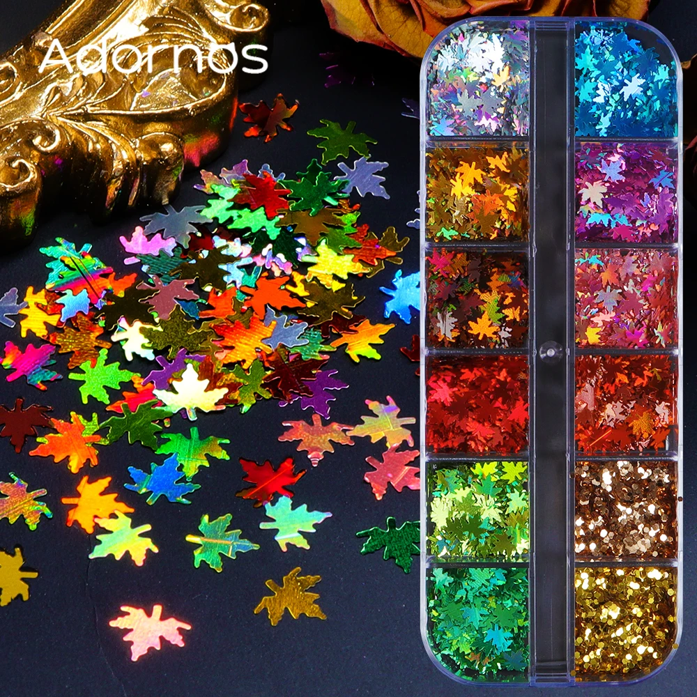 

Holographic Maple Leaf Resin Sequins Shiny Epoxy Resin Filling Fall Leaves Mini Round Glitter Flakes Mix Jewelry Making Supplies