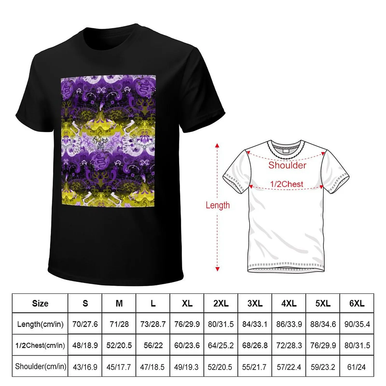 Non-binary Dragon Damask -- NonBinary Pride Flag Colors T-Shirt Casual Fashion Print Tee Top