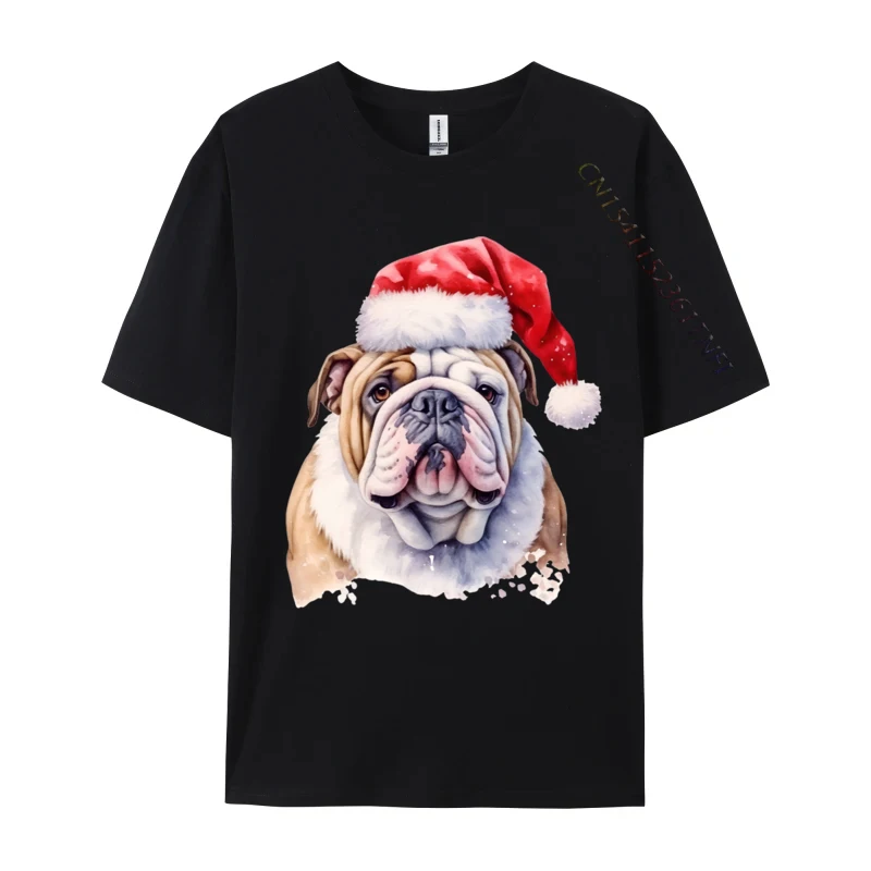 

Bulldog Christmas Dog T Shirts Loose Adult Fashion Tee Tops Oversized Tshirts Cotton Black Streetwear