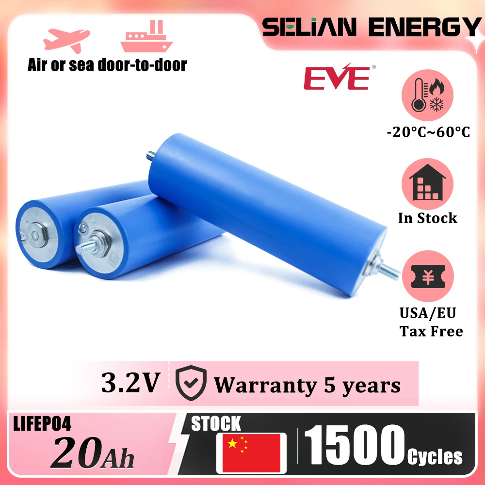 EVE C40 20Ah lifepo4 cylindrical Cell 40135 3.2V lifepo4 battery Rechargeable 20000mAh Lithium Iron Phosphate for Ebike Battery