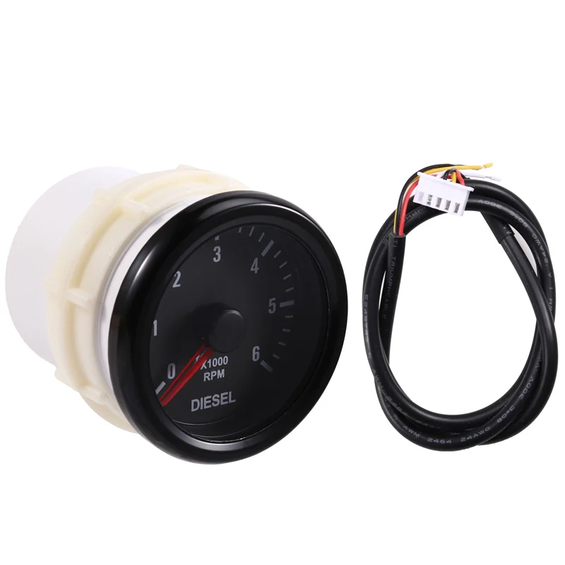 

AUTO Compact 52Mm Electrical Gauge Tachometer 0-6000 RPM For Diesel Motor Engines - Perfect Dashboard Fit