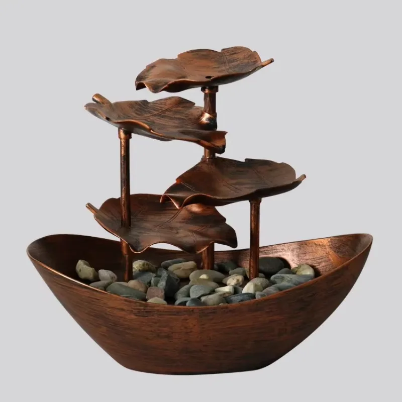 Lotus Leaf Yuanbao Boat Desktop Flowing Ornament Creative Living Room Small Circulating Water Landscape Fountain