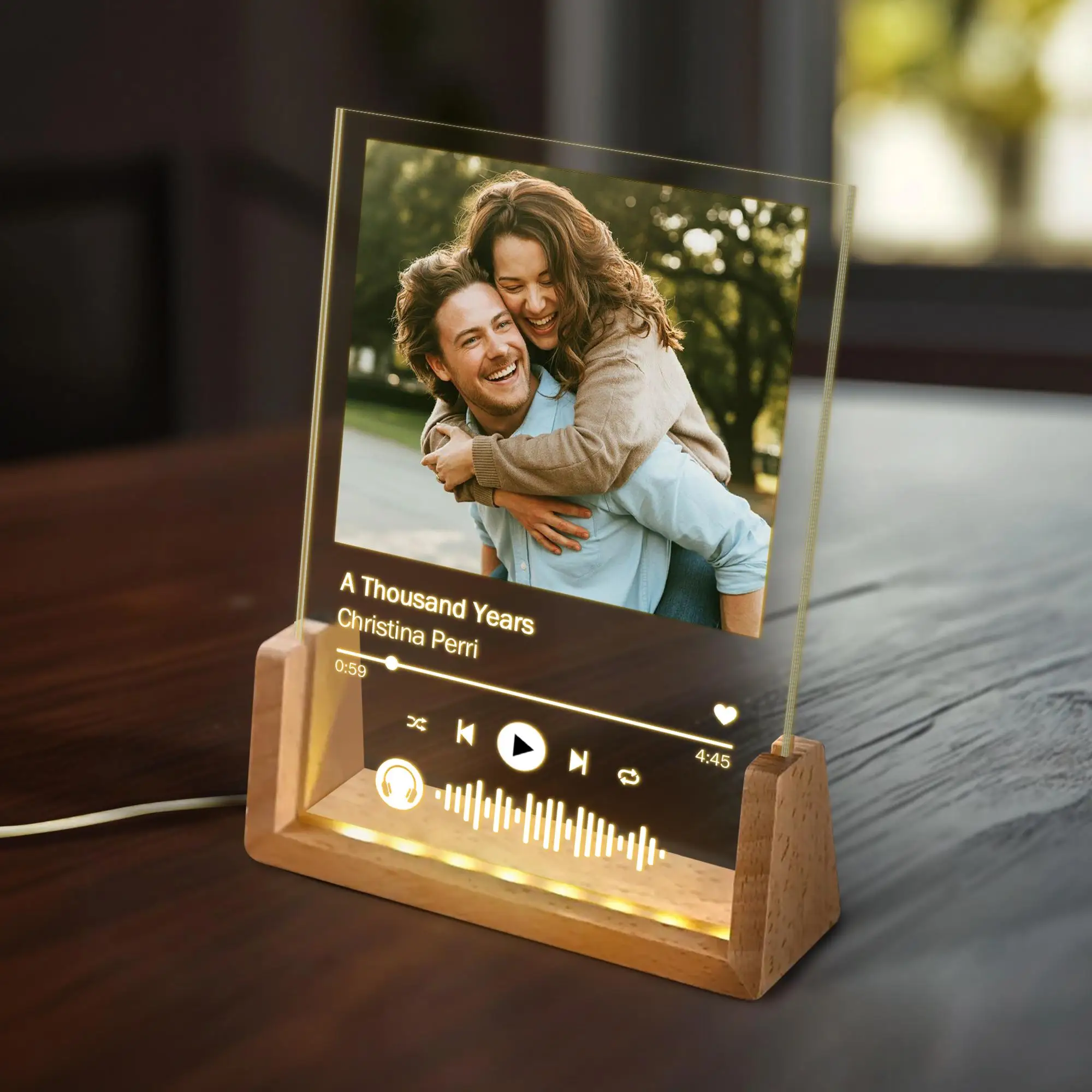 

Valentine Day Personalized Song Code Night Ligh Photo Acrylic Night Light Romantic Memorial Desktop Decoration Custom Love Gifts
