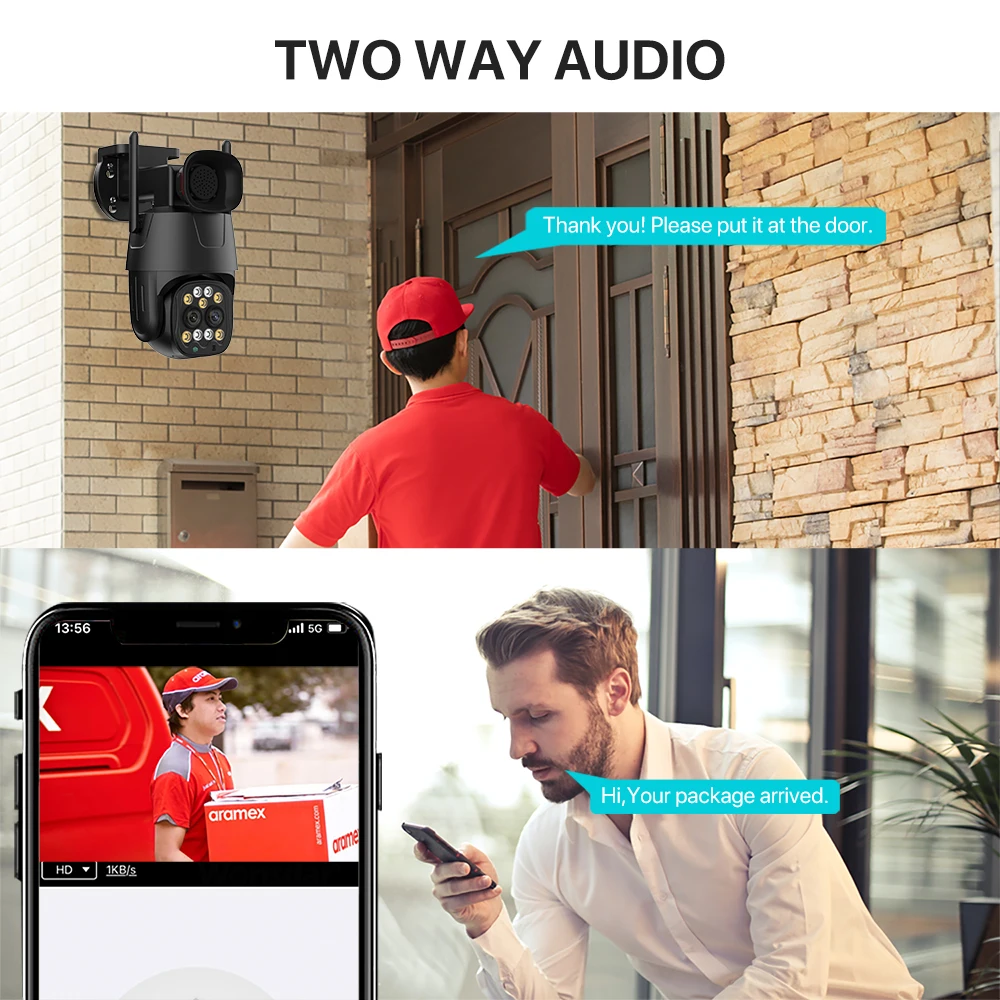 Telecamera IP Wifi/4G Sim Card PTZ 4MP 8MP Dual Lens 2.8mm-8mm 10X Zoom Outdoor AI Human Tracking telecamera di sicurezza per visione notturna a