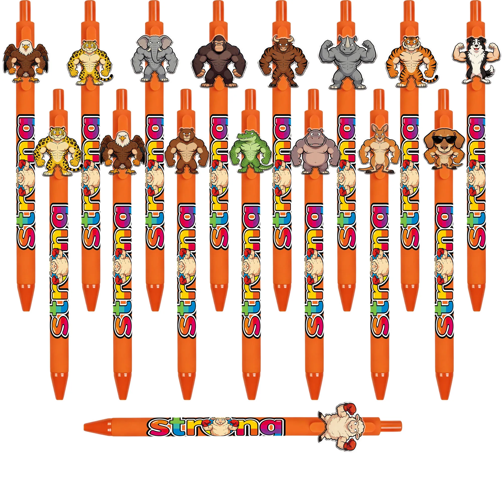 

16pcs Muscle Animal Theme Ballpoint Pen Creative Fitness Animal Series Gift Pen Student Writing Signature Stationery