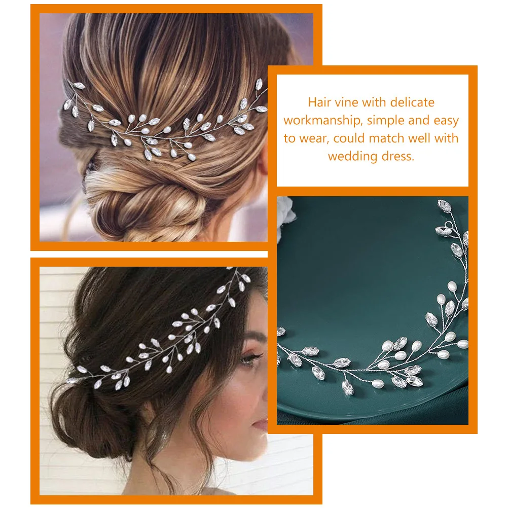 

Elegant Pearl Rhinestone Hair Vine Bridal Wedding Accessory for Women Decorative Hair Vine Feminine Graceful Look Enhancer