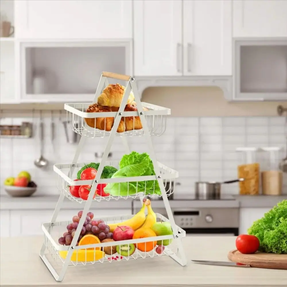 

2-Tier Design Portable Fruit Basket 3-Tiers Design Space-Saving Kitchen Organizer Convenient Versatile Vegetable Storage Basket