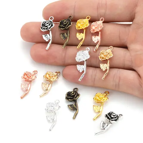 10 पीस 7 रंग गुलाब आकर्षण चाबी का गुच्छा बालियां पेंडेंट DIY आभूषण बनाने सहायक उपकरण निष्कर्ष 10*26 मिमी Q278 10 best sales गुलाब के आकर्षण - №6