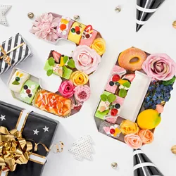 Number Candy Box Letter Snack Box Creative Fruit Platter Dim Sum Plate Paper Box For Birthday Anniversary Party Candy Container