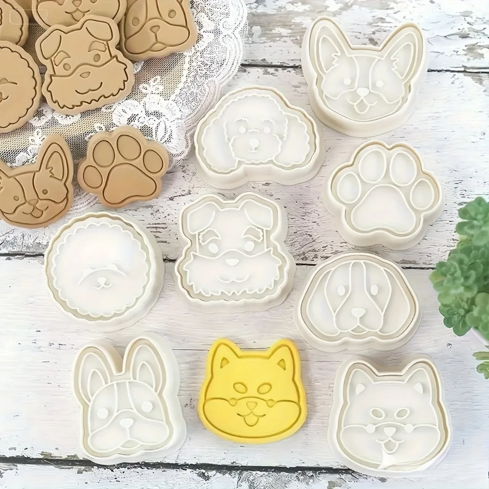 8Pcs Farm Animal  Bee & Honey Dog Cookie Cutter Set 3D Embossed Molds for Kids Baking Birthday Party Diy Decoration Supplies