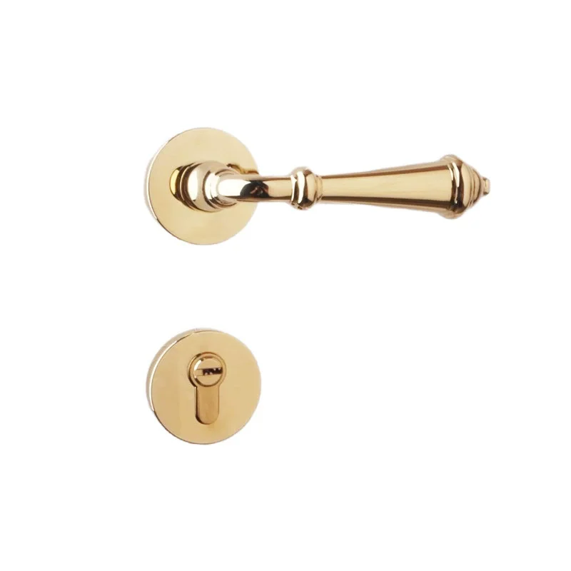 قفل باب غرفة النوم الداخلي غرفة الذهب المنزل مقبض الباب الخشبي سبليت الجسم كتم شفط مغناطيسي قفل باب الغرفة الفرنسية الرجعية #1