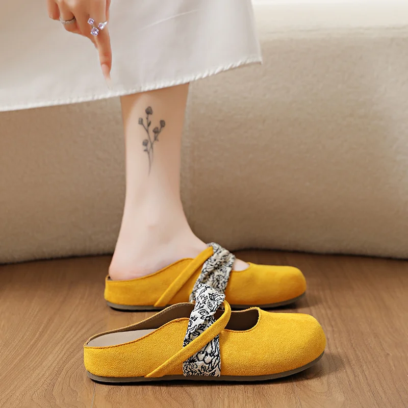 

Flat Lazy Closed-toe Mules, Fairy Style All-match Half Slippers, Lightweight Comfy Design for Outdoor Daily Casual Wear