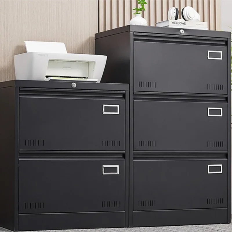 Lateral 3 Blcak Locking Metal File Cabinets Three Drawer, Office Fig Cabinet With Lock Drawers For Home