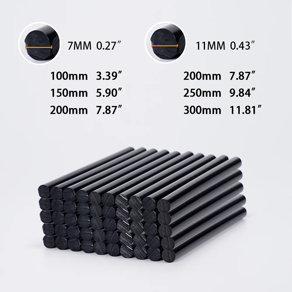 10Pcs/set 7x100mm/11x300mm Black Non-Toxic Solid Black Glue Sticks Auto Body Painltess Dent Repair For 7/11mm Glue Gun