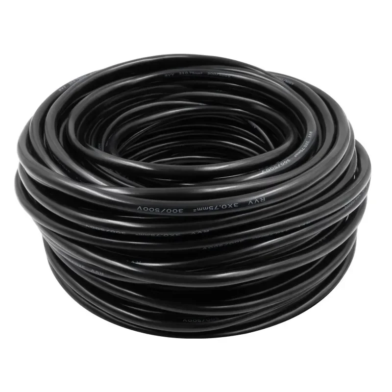 【From China】RVV Wire Cable Extension Cord Copper Wire Electricity Cable 3 Conductor 0.75mm Electric Cores Black Xlpe Power Cable