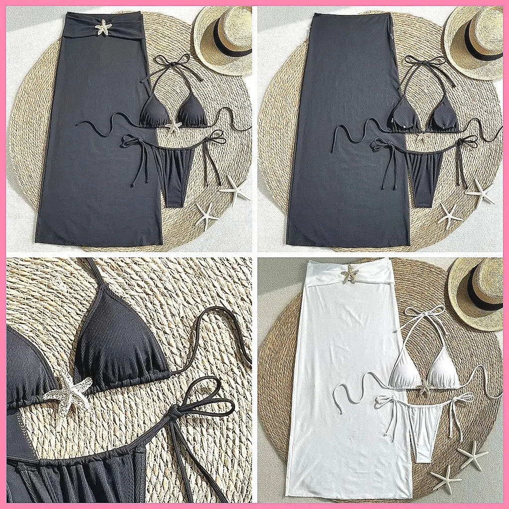 

Starfish 3-Piece Brazilian Bikini Set | Sexy High-Waisted Swimsuit for Women, Beach & Pool (72 Characters)