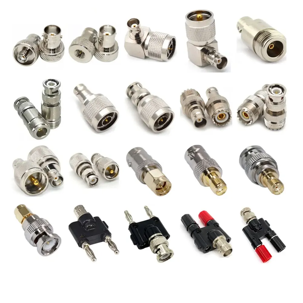 1PC Q9 BNC Adapter Male Female To SMA UHF N Type PL259 SO239 BNC BANANA Male Female RF Connector Adapters Test Kit Copper Brass