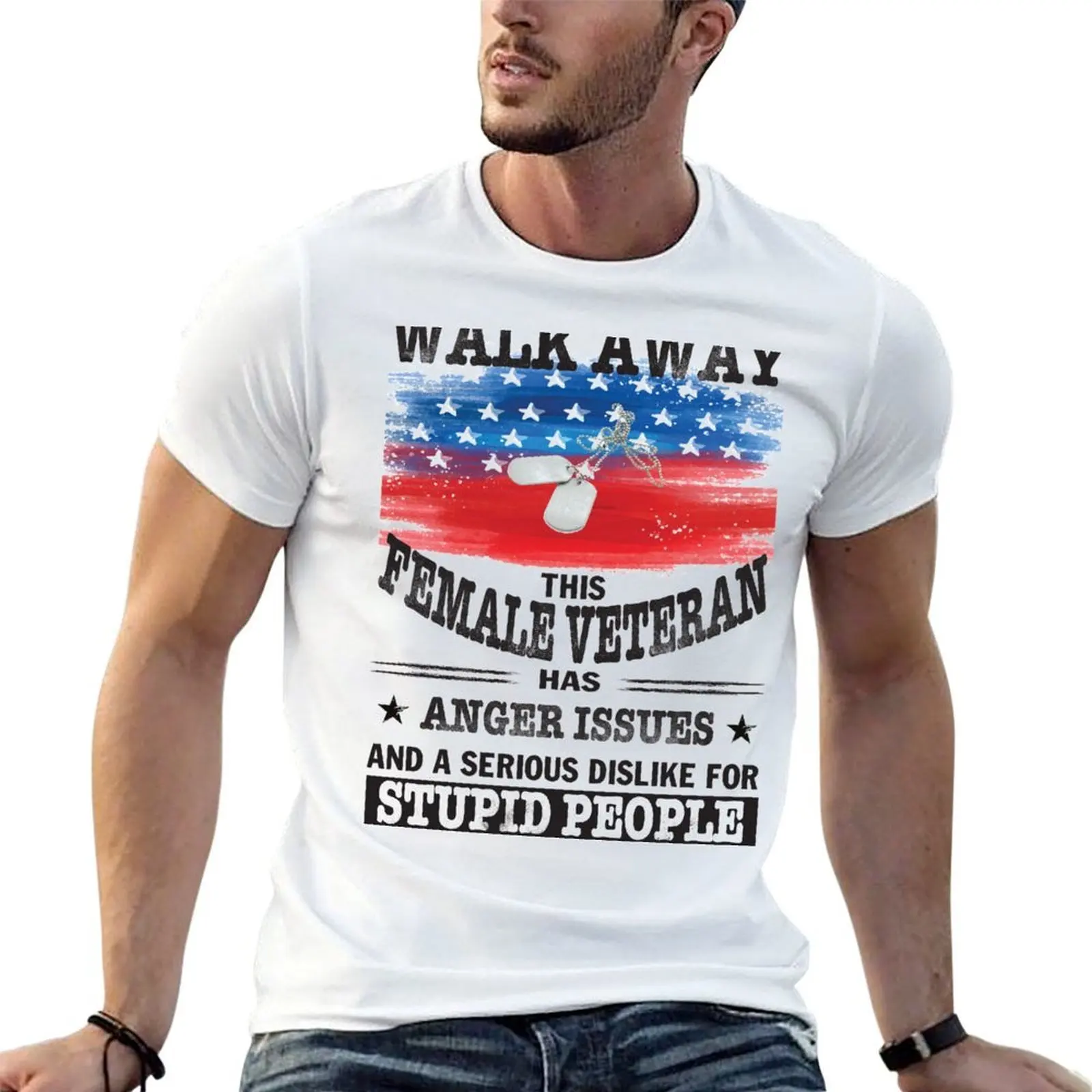Walk away this female veteran has anger issues and a serious dislike for stupic people Shirt T-Shirt