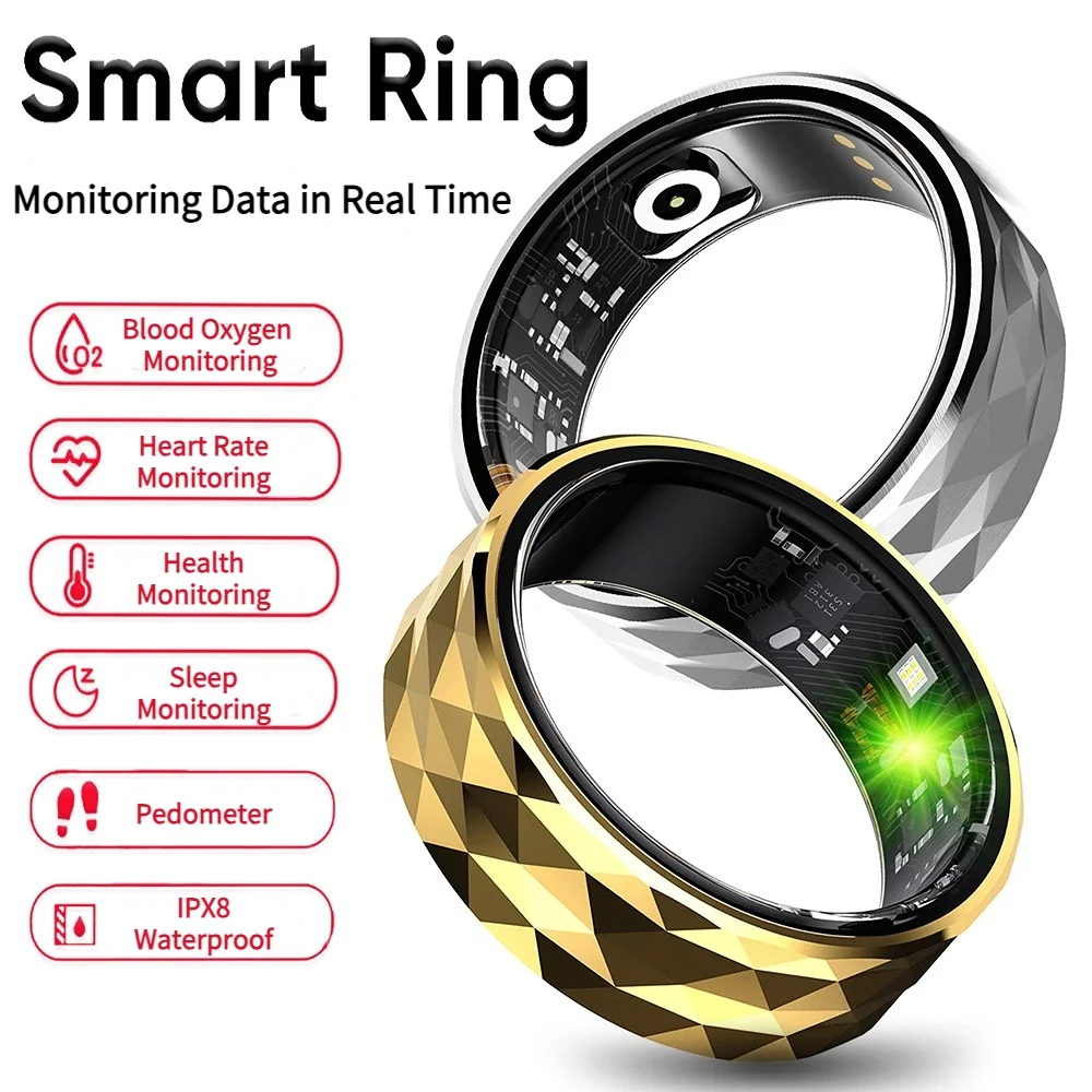 Smart Health Fitness Tracker Ring, Frequência cardíaca, Pressão arterial, Oxigênio no sangue, Calorias do sono