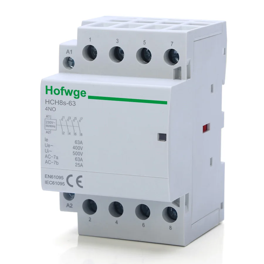 HCH8s-63 40A 100A Modular Contactor 4P 63A 4NO 4NC 2NO2NC 220V 110V 24V Automatic Household Contactor Din Rail Type iCT 50/60Hz