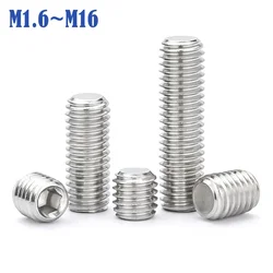 M1.6 M2 M2.5 M3 M4 M5 M6 M8 ~ M16 304 Stainless Steel Hex Socket Set Screw Cup Point DIN916 Headless Hexagon Socket Grub Screws