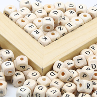 50pcs 10mm Square Wooden Alphabet Beads Mix Wood A-Z Letter Spacer Beads For Jewelry Making Diy Bracelet Necklace Crafts