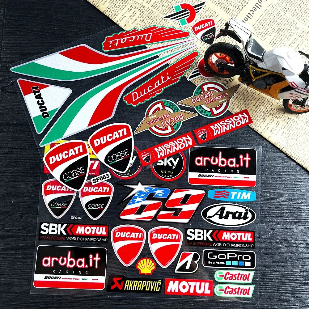 

Motorcycle Racing Stickers Set Italy Flag Style Waterproof Vinyl Decals for Sport Bike Fairing Tank