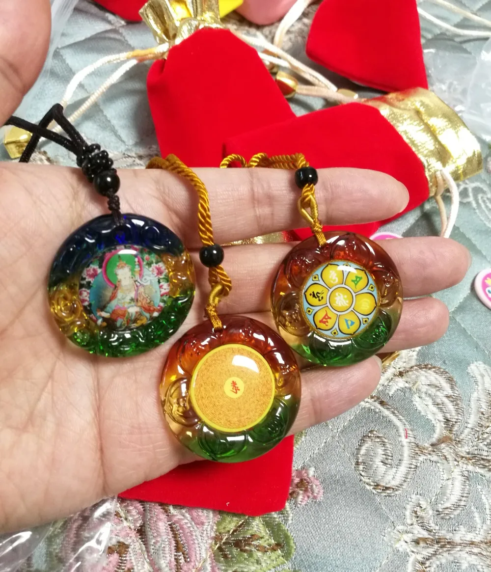 3 قطع - تميمة فعالة للسفر بجيب بوذي يوناني #   جورو بادماسامبهافا بوذا تعويذة رمز السلامة تميمة كريستال