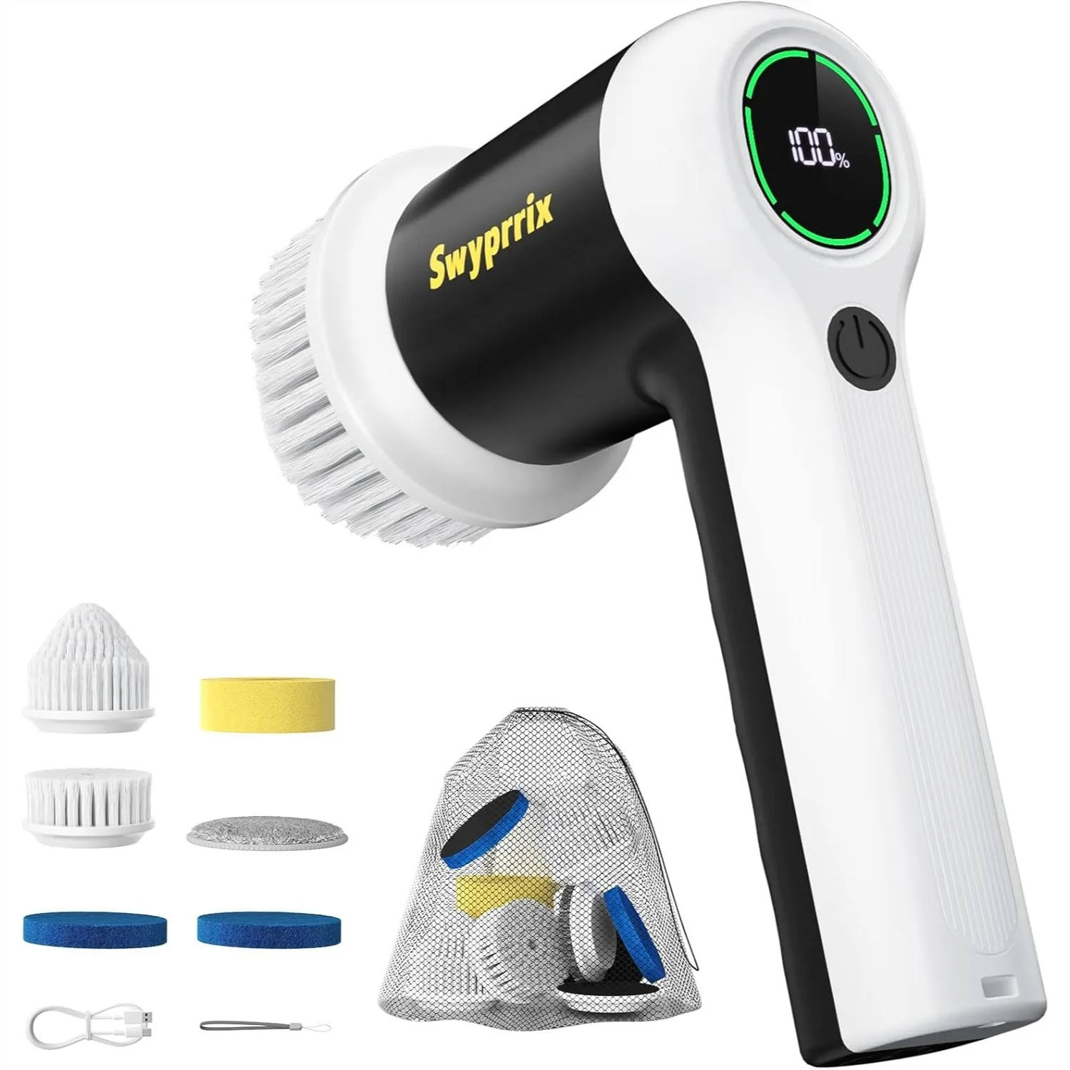 

Electric Bathroom Cleaning Brush, Cordless Spin Scrubber IPX7 Waterproof with 6 Brush Heads for Bathtub Kitchen Window Home