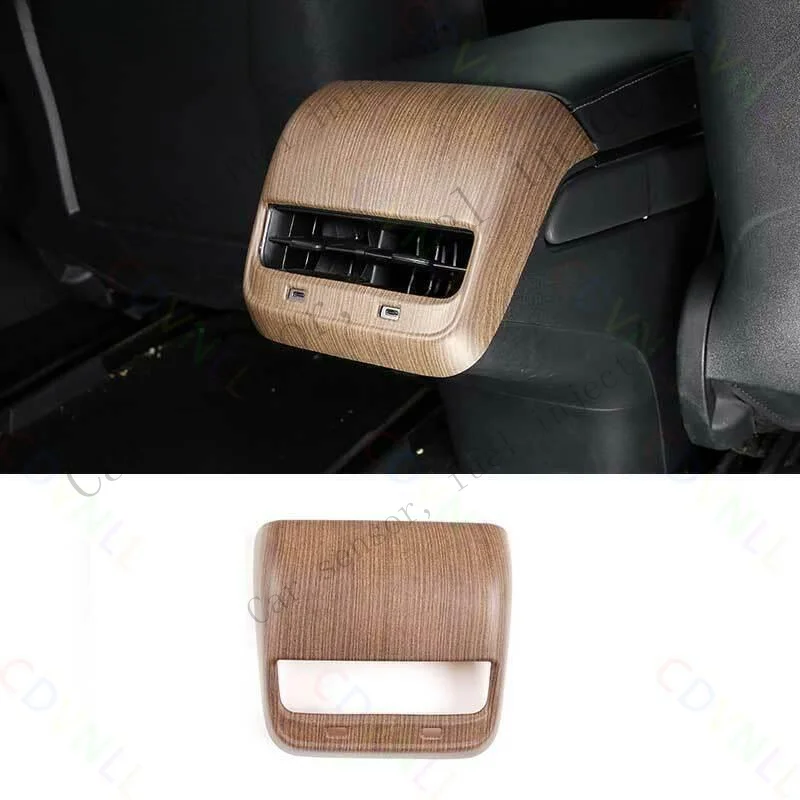 Q+ For Tesla Model 3 Y 17-23 Pear Wood Grain Rear Seat Air Outlet Vent Frame Cover