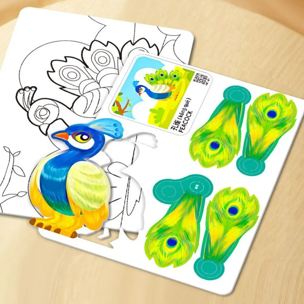 

Paper 3D Geometric Sticker Books Handmade Montessori DIY Paste Material Kit Cartoon Educational Toys Animals Sticker Book