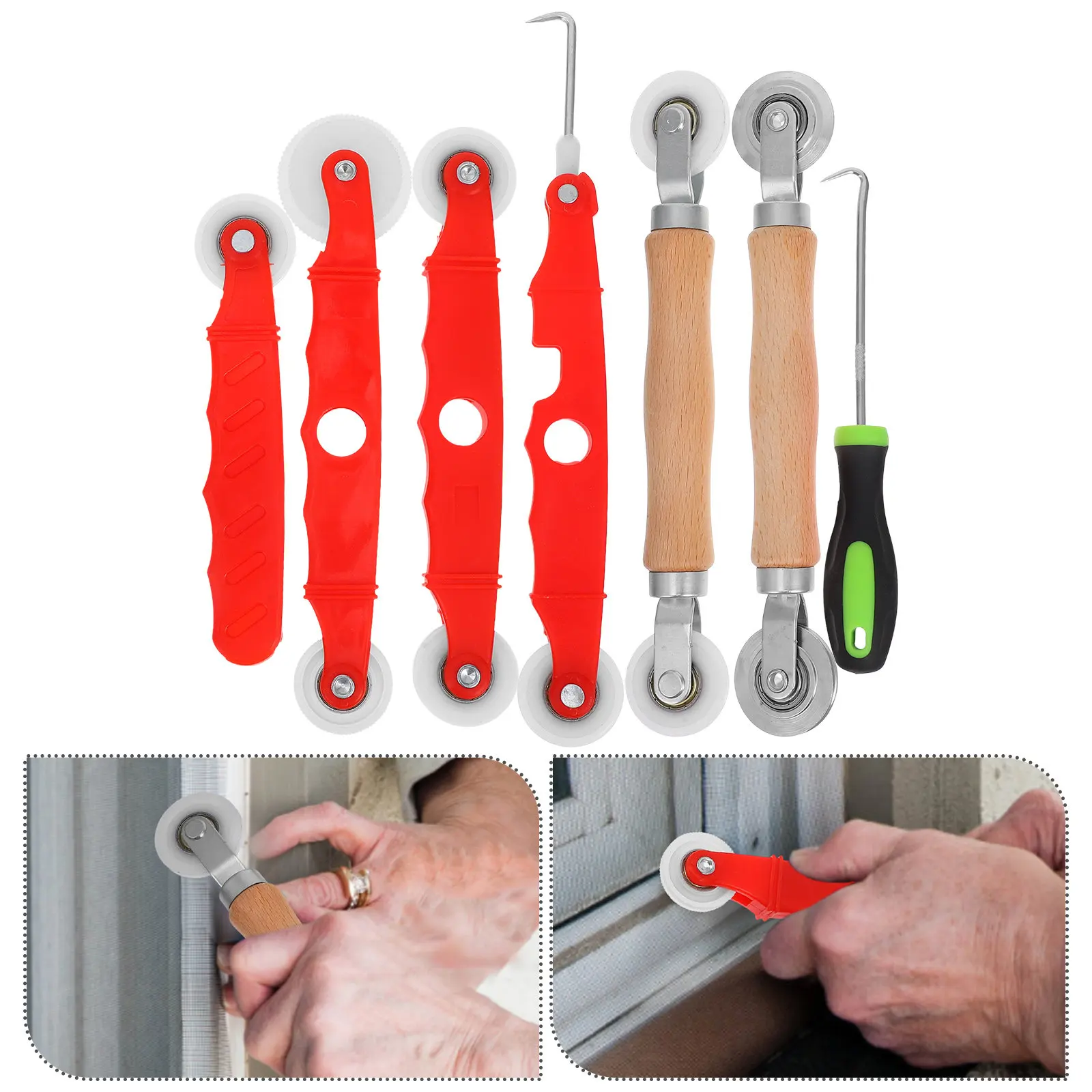 

Набор инструментов для ремонта москитных сеток (1 комплект): ролик для установки сетки, инструменты для самостоятельной установки, фурнитура и аксессуары