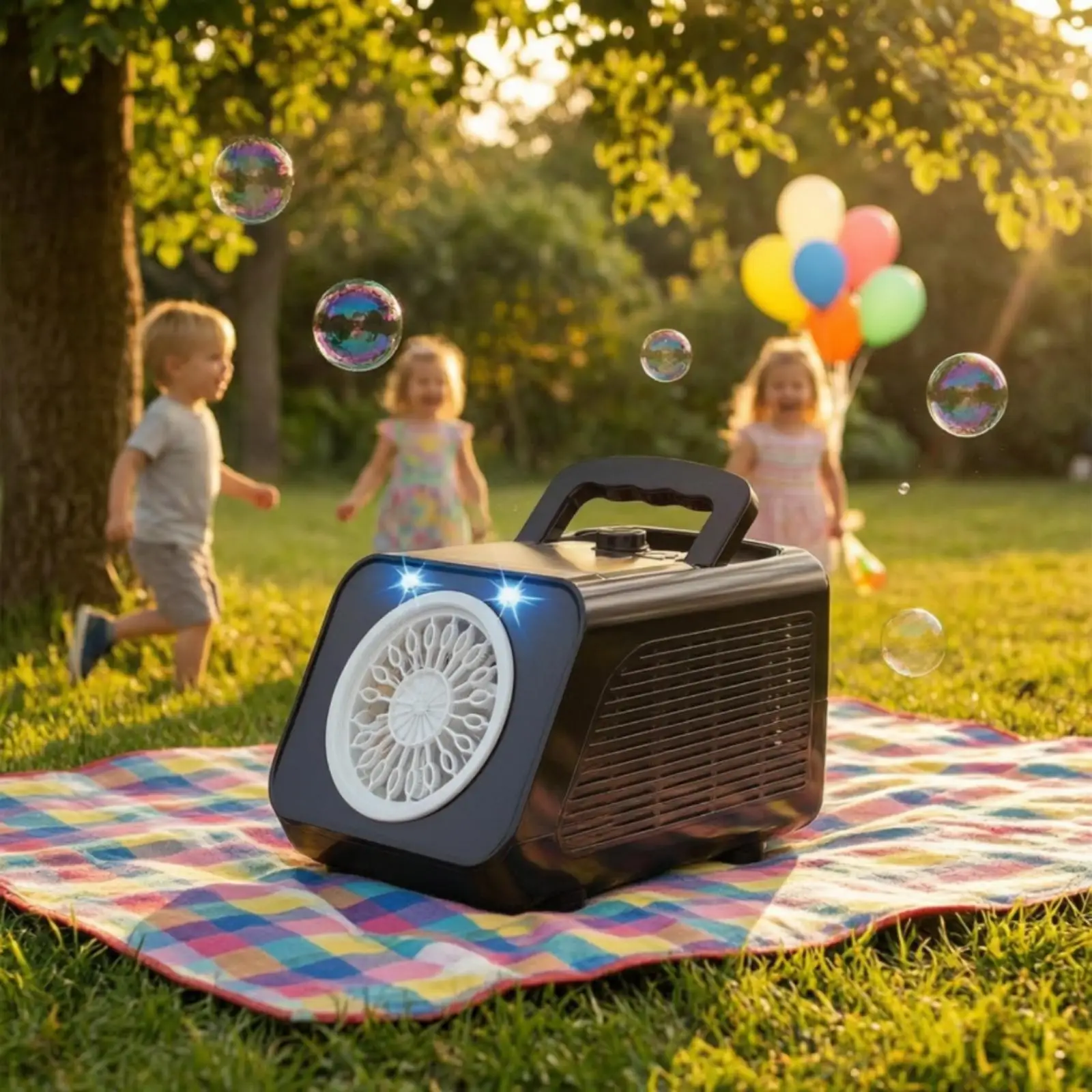 Electric Bubble Machine Compact Bubble Machine with Handle Indoor for Parties