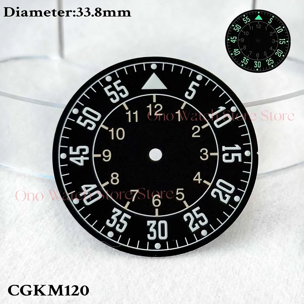 33.8MM Pilot Green Luminous N H35 Aseptic Dial Customized Dial Watch