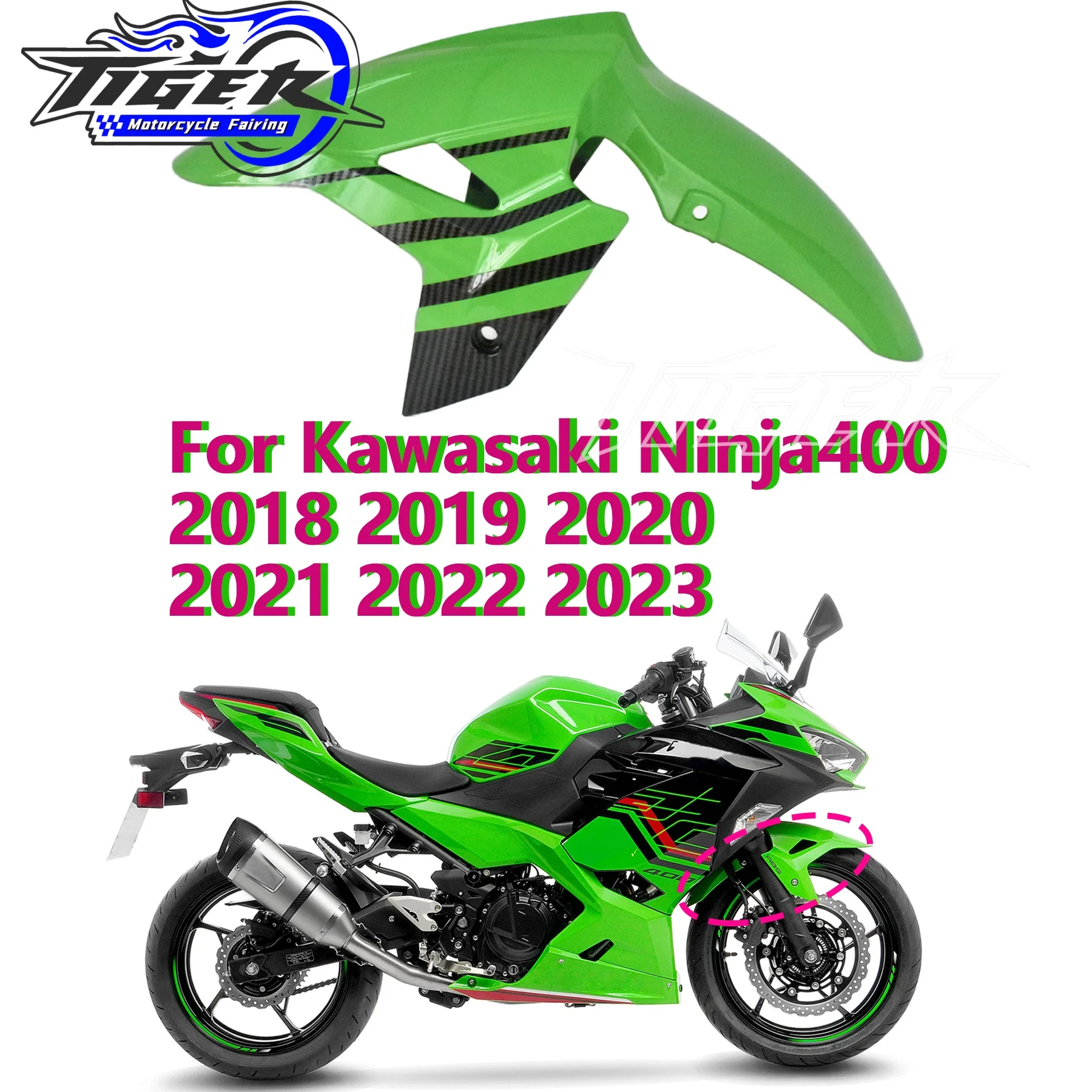 

Motorcycle Bodywork Fairing ABS Injection Front Fender For Kawasaki Ninja400 2018-2023 Splash Guard