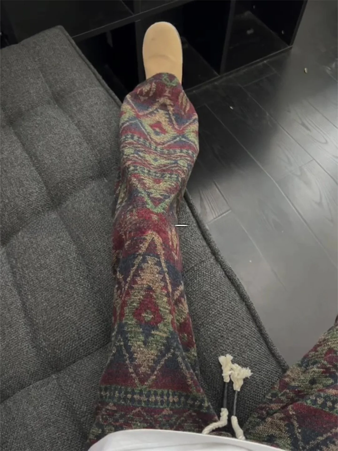 

Men's Knitted Woolen Trousers Autumn Winter American Retro Floral Pants Cleanfit Sports Casual Trousers Ethnic Sle Loose Fi...