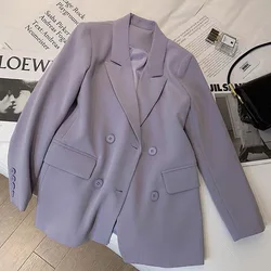 Lucyever 2024 Trend Blazer donna primavera autunno moda doppiopetto Office Lady Blazer Vintage Casual allentato giacca